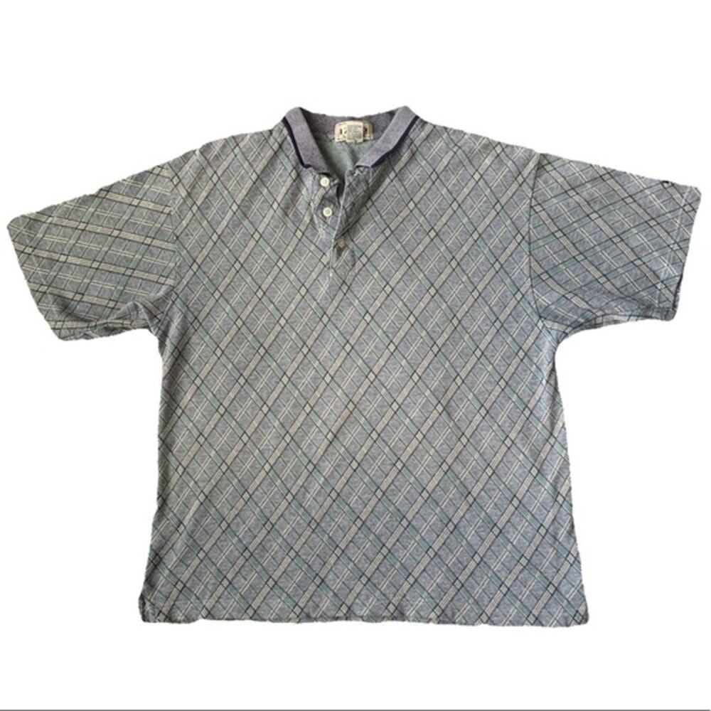 Vintage IZOD Golf Large 100% Cotton Plaid Polo